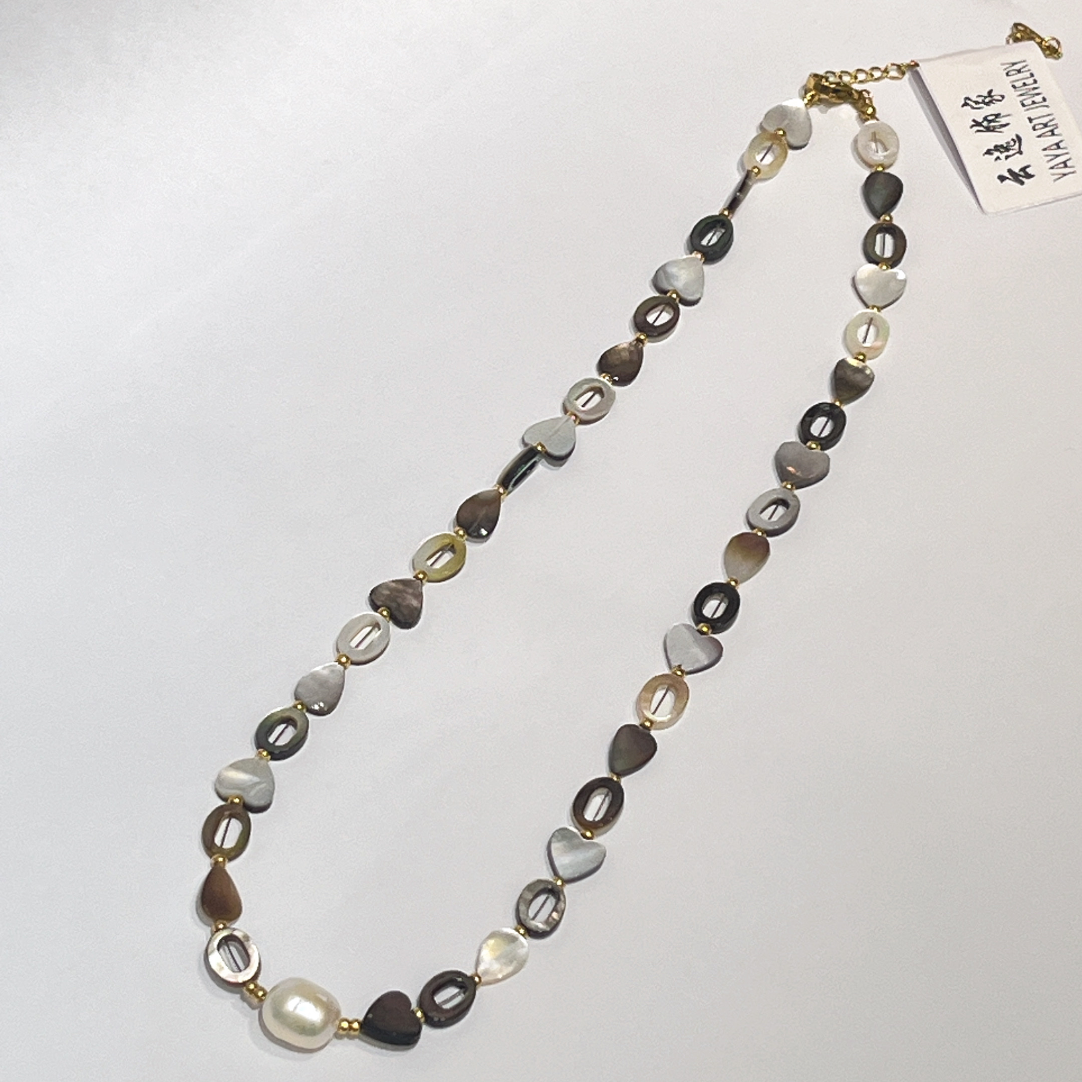 Yunyi Shijia Shell Necklace with carved geometric shapes freshwater pearl jewelry wholesale Original necklace, freshwater pearl exaggerated necklace Item Picture