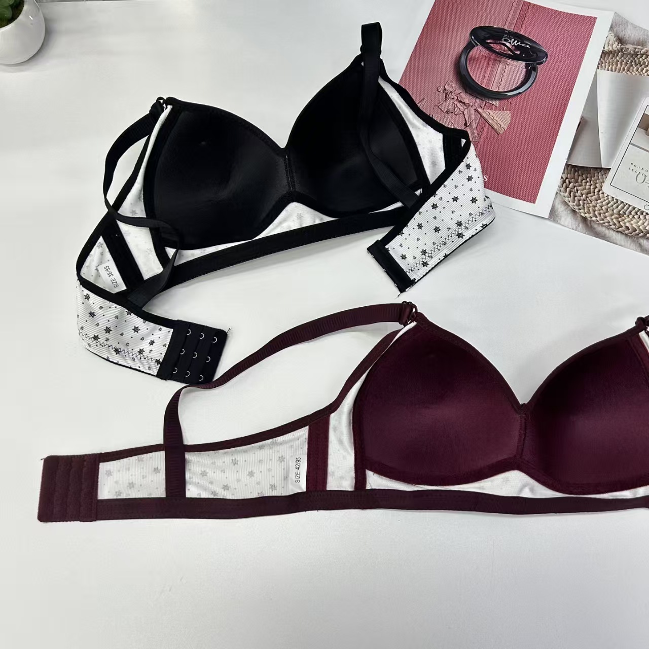 FCM-1801# Women's bras for export to the Middle East and Africa, comfortable gathering women's bras without underwire QNI Specification drawing