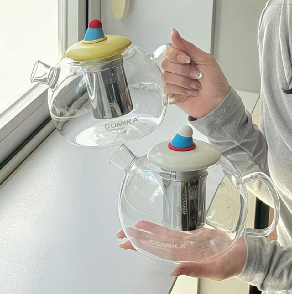 常滑烧紫砂壶单人用透明玻璃茶壶搪瓷红茶壶