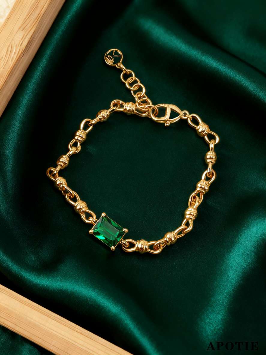 European and American style emerald diamond s925 silver bracelet, light luxury and niche details Picture