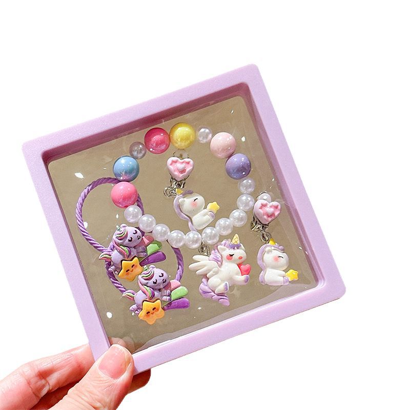 Unicorn A-11 alloy car Set Gift, Huili Mini Simulation Durable Car, Children's toy car, YOZO bracelet classification model, cultural and creative bracelet, Beautiful large intestinal hair band, hair accessory, Korean hair tie, hair band details Picture