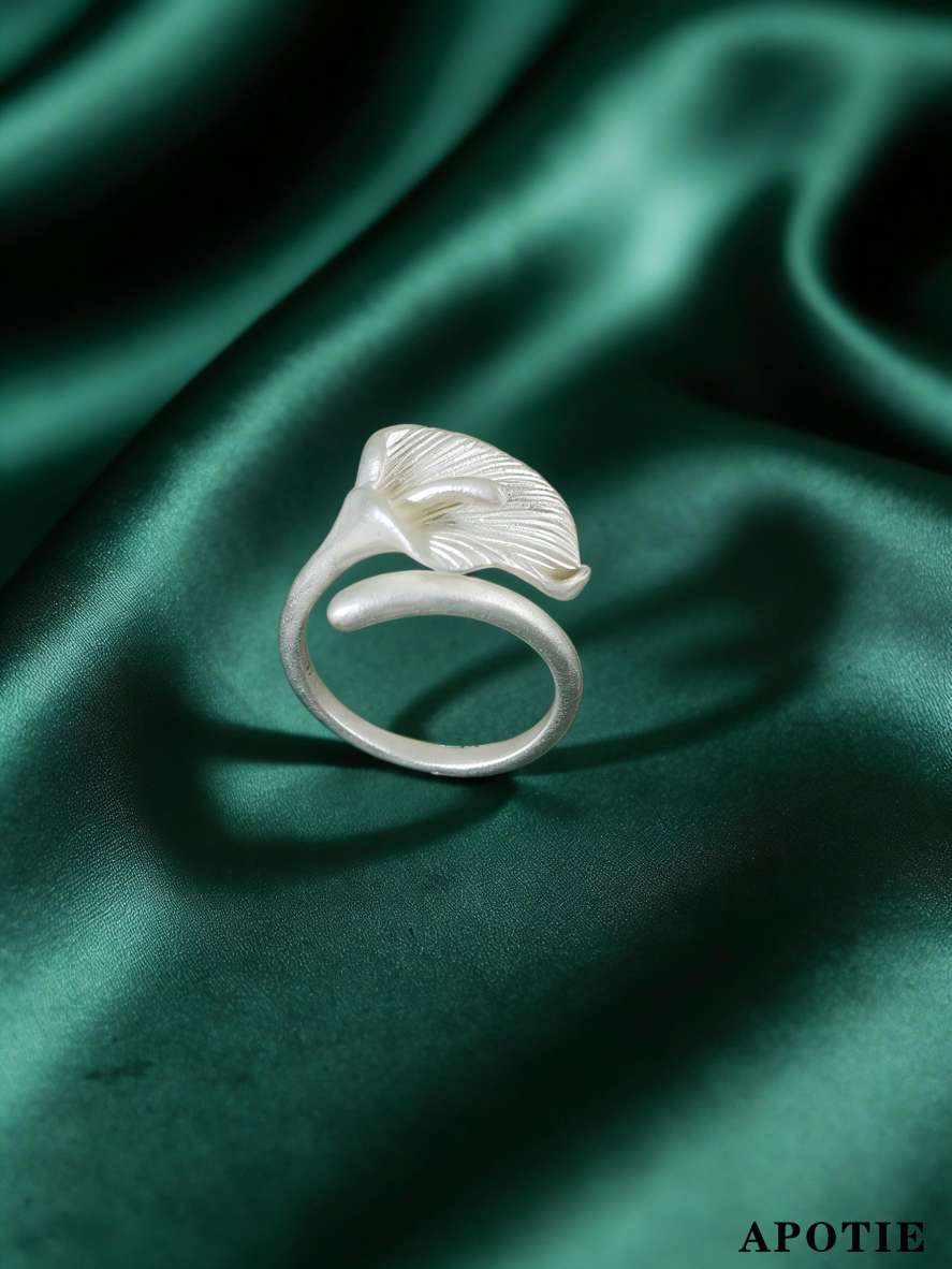 s925 sterling silver Spring and Summer flower-themed three-dimensional design open-mouth ring