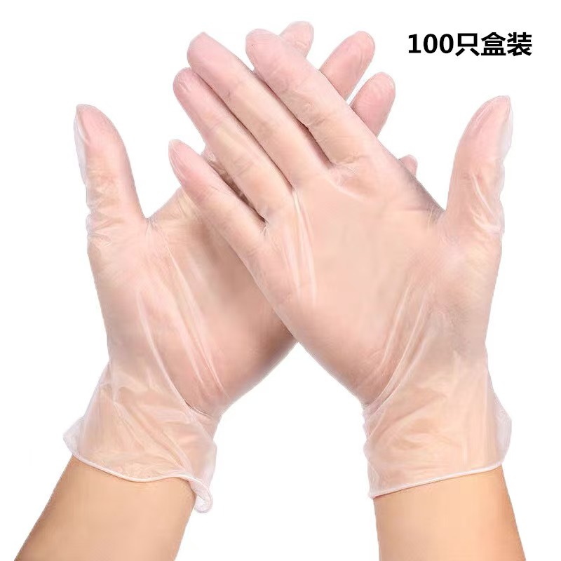 Wholesale of 100 disposable transparent PVC gloves in boxes details Picture