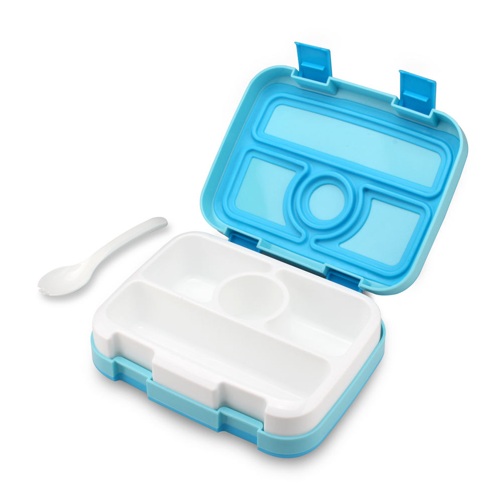 三格带酱料槽便携便当盒 食品级 PP 材质 自带餐勺 学生上班族防漏保鲜午餐饭盒详情2