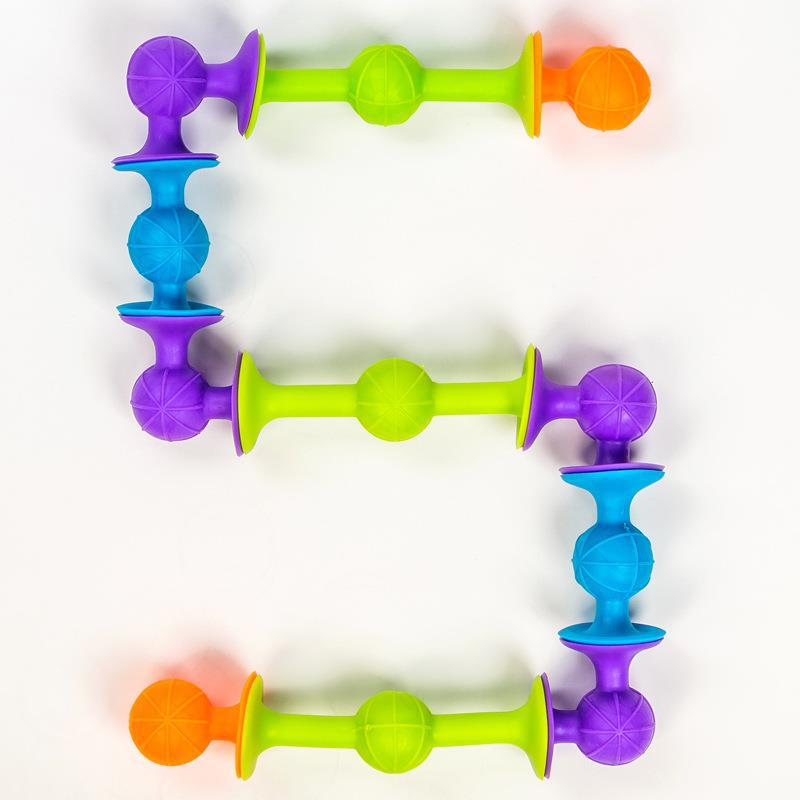 儿童益智玩具吸吸乐吸盘玩具飞镖玩具浴室积木软胶DIY盒装积木细节图