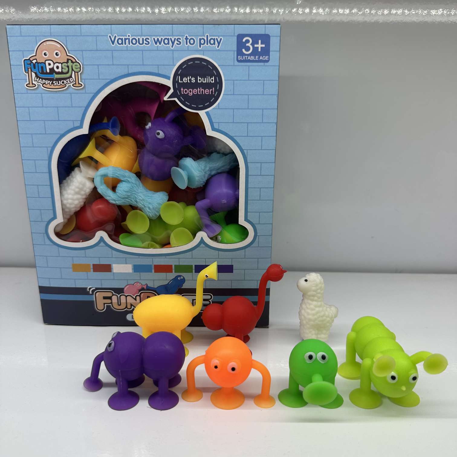 Children's educational toys, DIY building blocks, soft rubber building blocks, bathroom suction cups, water play toys, animal series mixed styles
