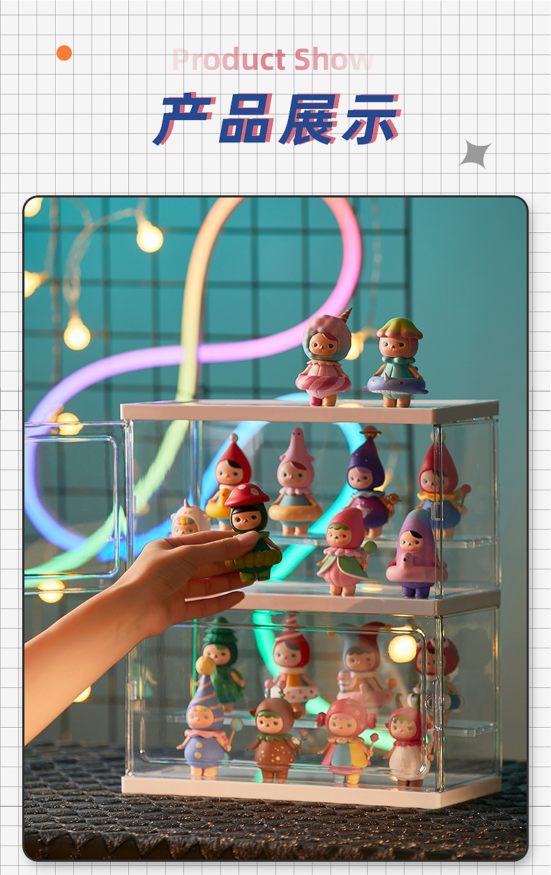 盲盒收纳展示架亚克力透明手办摆件展示柜适用于泡泡玛特展示盒子详情9