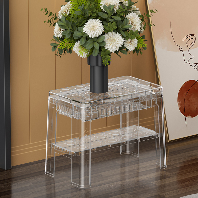 时尚极简小板凳子彩色透明亚克力换鞋凳儿童家用门口平板矮凳简约详情图5