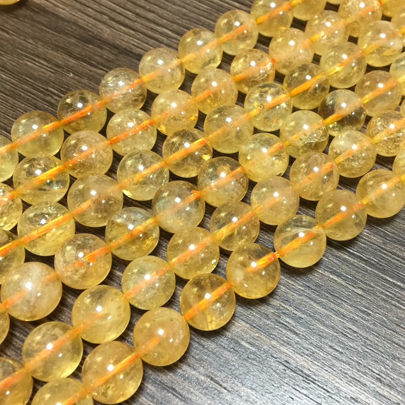 天然黄水晶散珠半成品长条珠子珠串批发10毫米