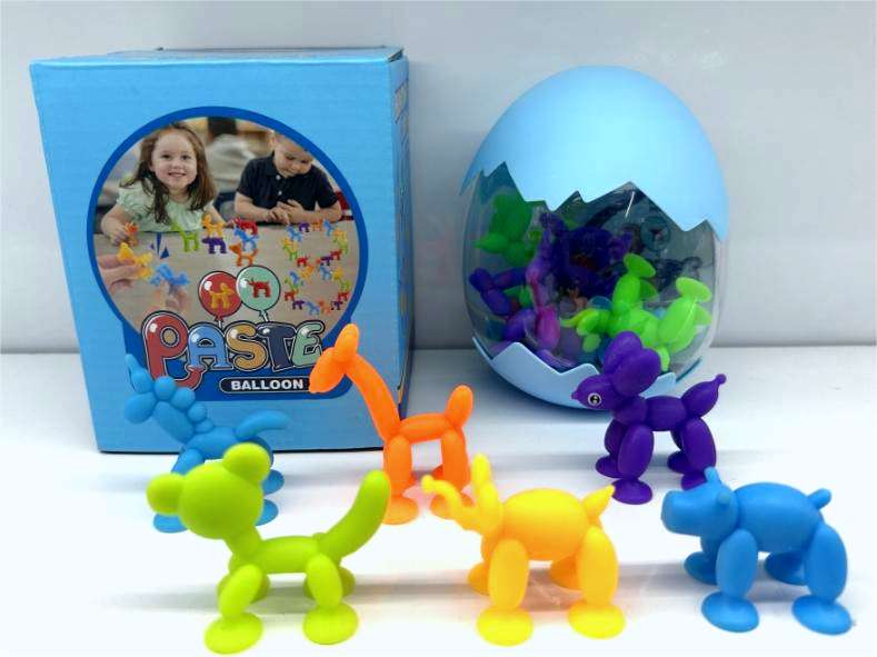 儿童益智软胶积木浴室吸盘玩具气球狗系列DIY拼接积木