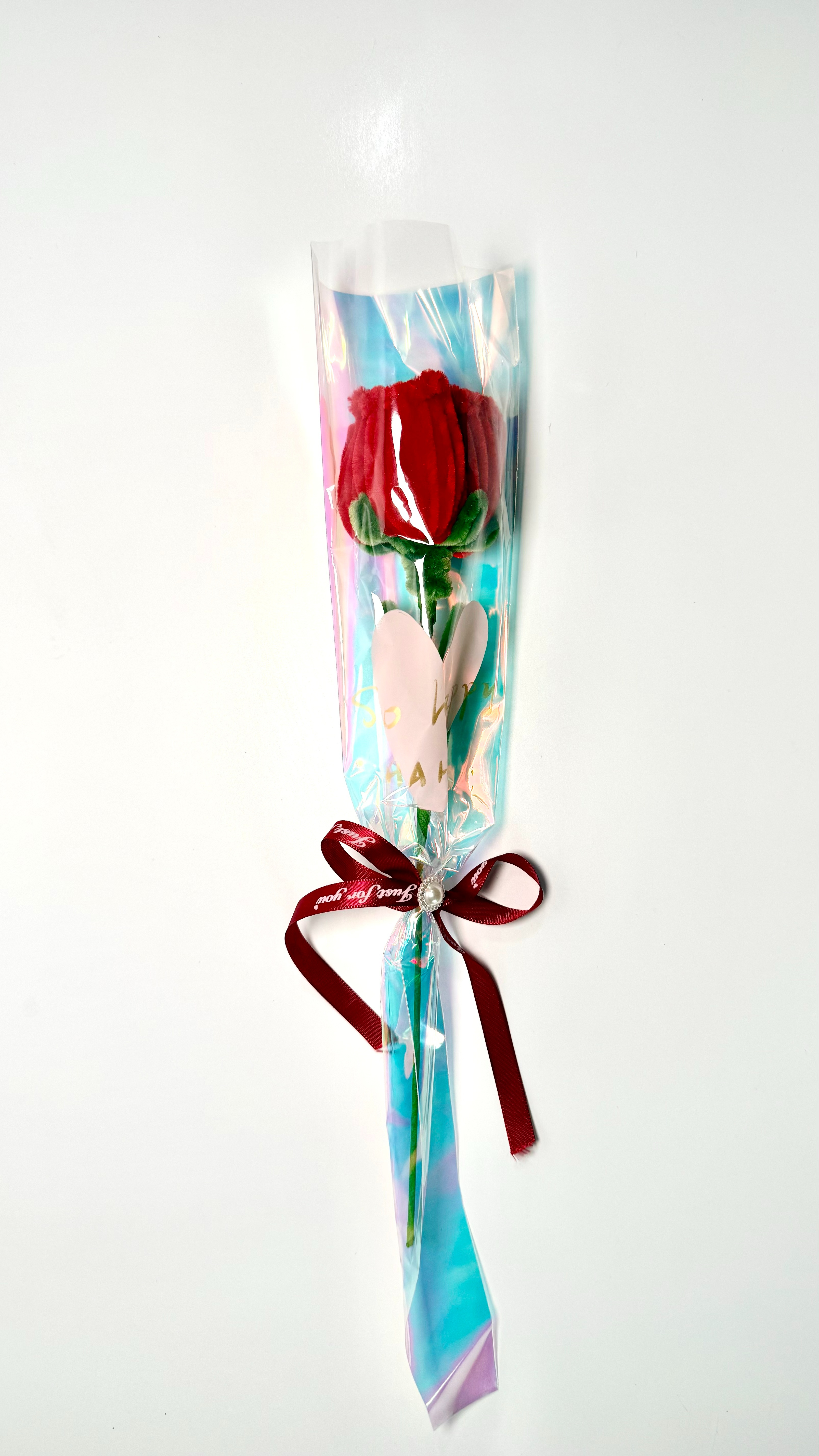 Single flower packaging bag, iridesy woolen knitted rose bouquet, wax thread, adult products, plush bouquet Specification image