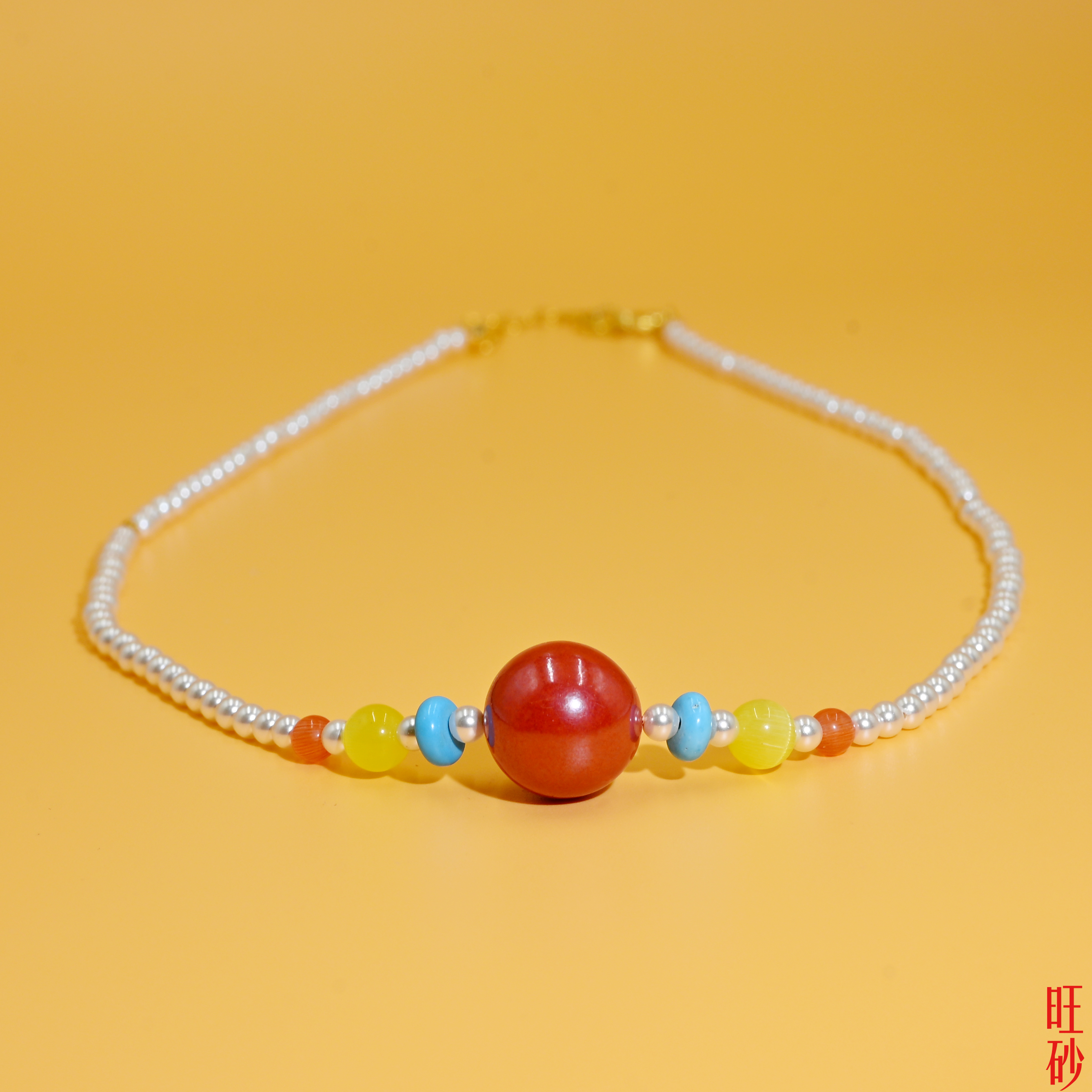 Imperial Sand round bead pearl collarbone chain New Chinese-style multi-treasure necklace for women, natural cinnabar millet bead necklace Specification image