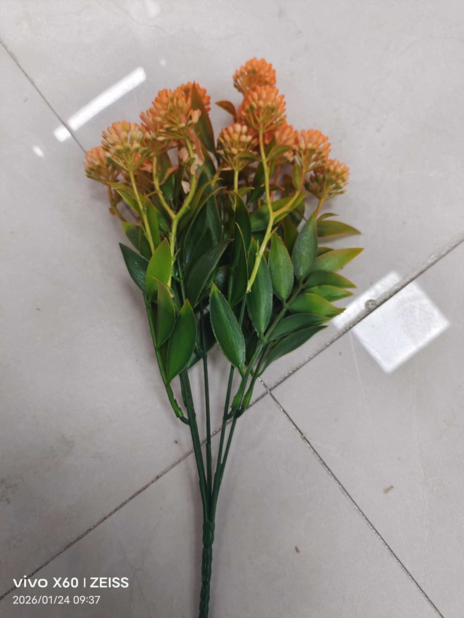 Wholesale simulated 5-fork spray-colored water plants, plastic artificial flower plant walls, DIY decoration techniques, simulated green plants, water plants, simulated green plants detail image 2