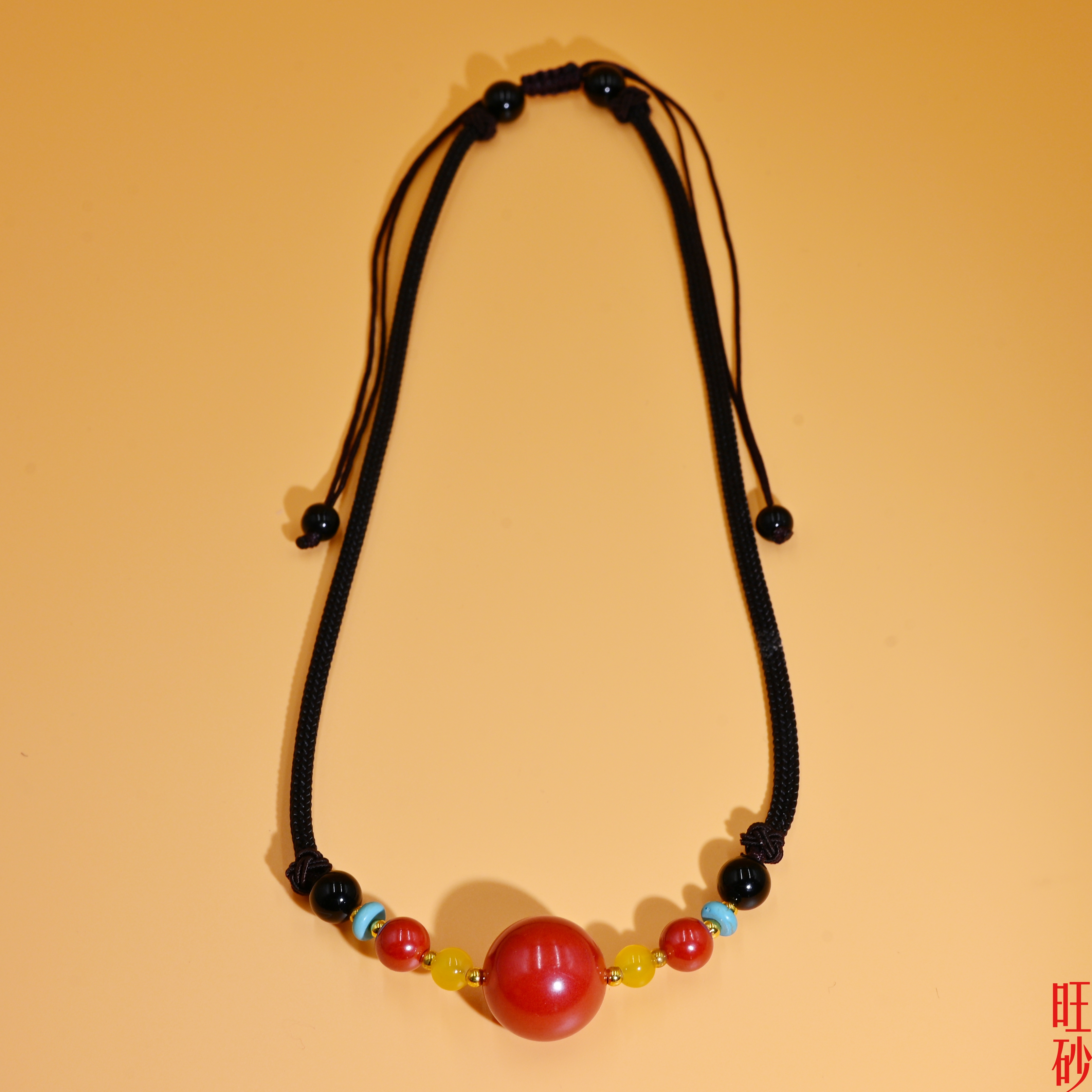 Imperial sand round bead collarbone chain, Tibetan ethnic style retro sweater chain, men's and women's zodiac year mascot accessories details Picture