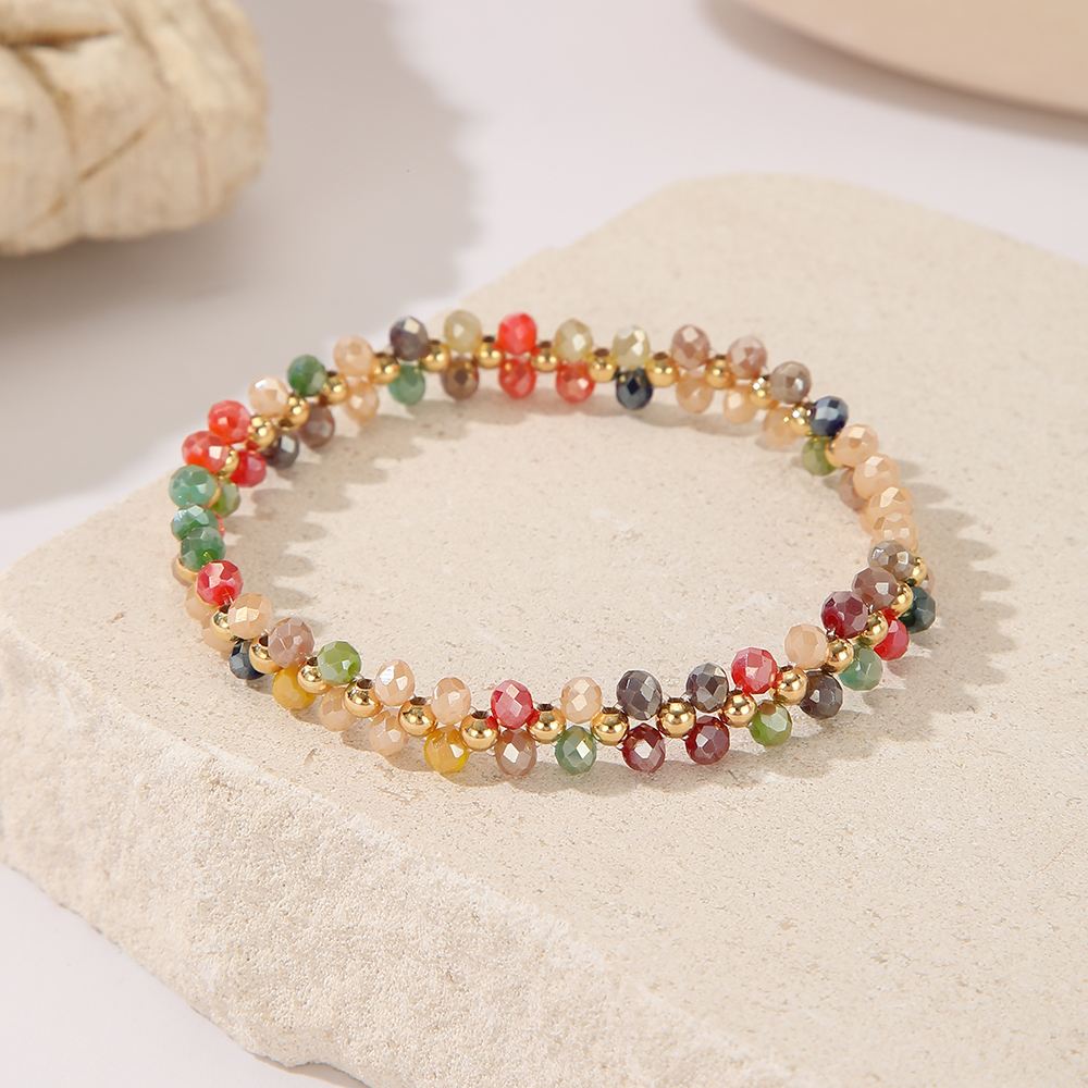 云逸饰家 七彩水晶手链 戒指 项链套装 少女心彩色水晶饰品度假风小众锁骨链叠戴手链弹力戒指详情8