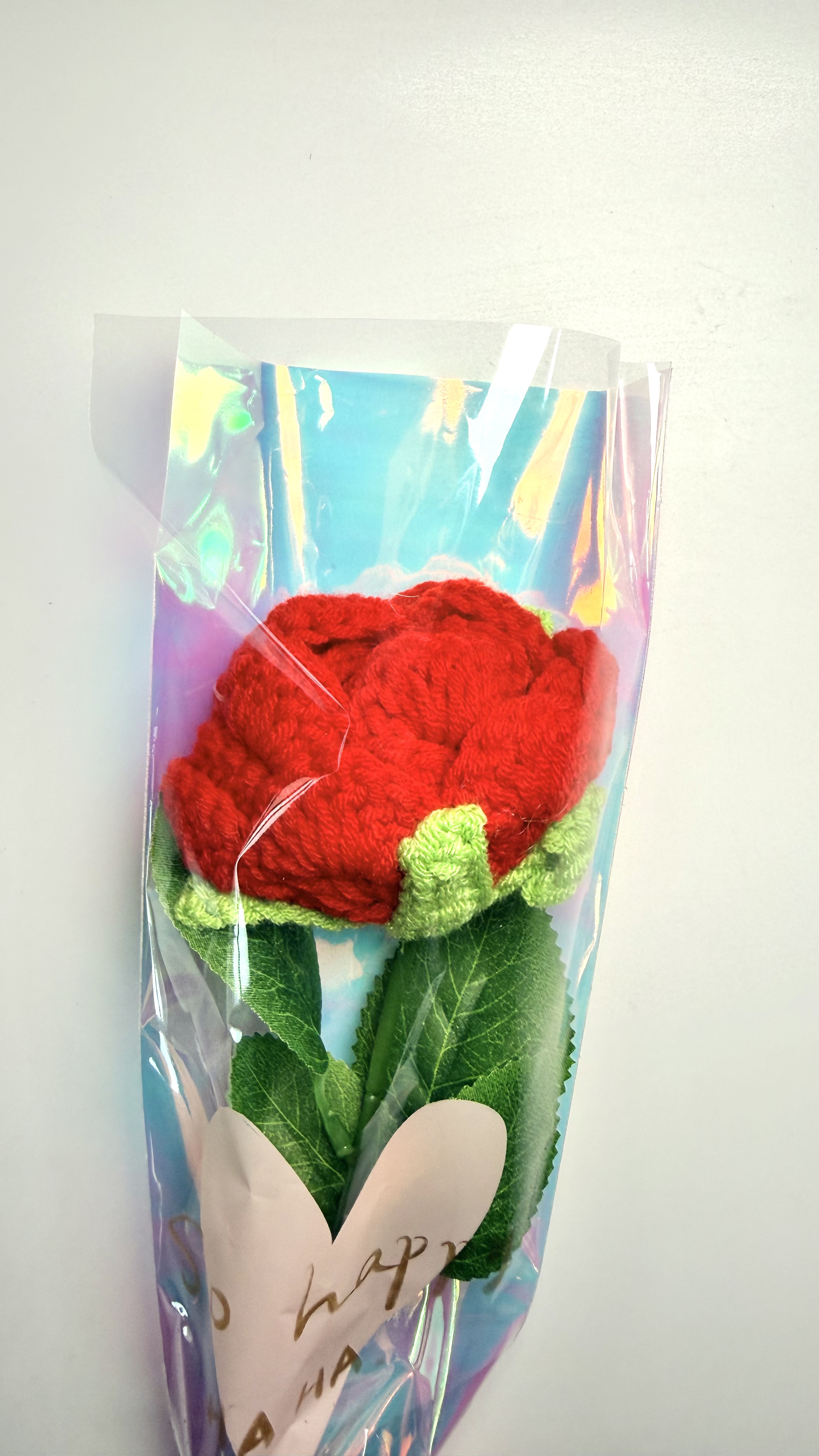 Hand-woven imitation rose string flower hanging gift, artificial flower knitted three-dimensional rose