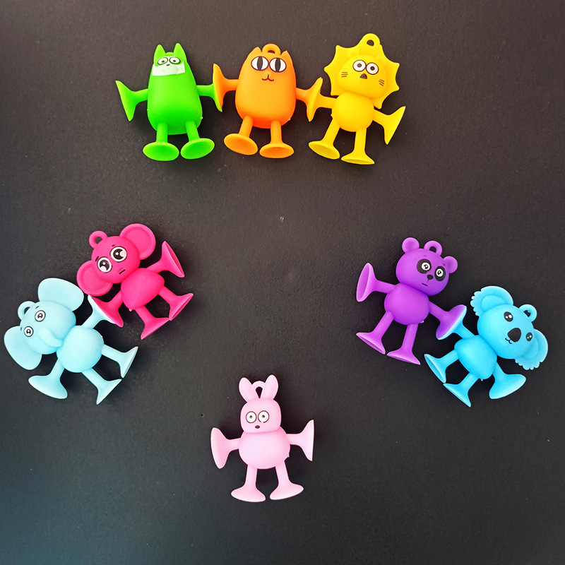 儿童益智软胶积木浴室吸盘玩具洗澡玩具DIY互吸拼接玩具动物系列7颗彩袋装详情图2