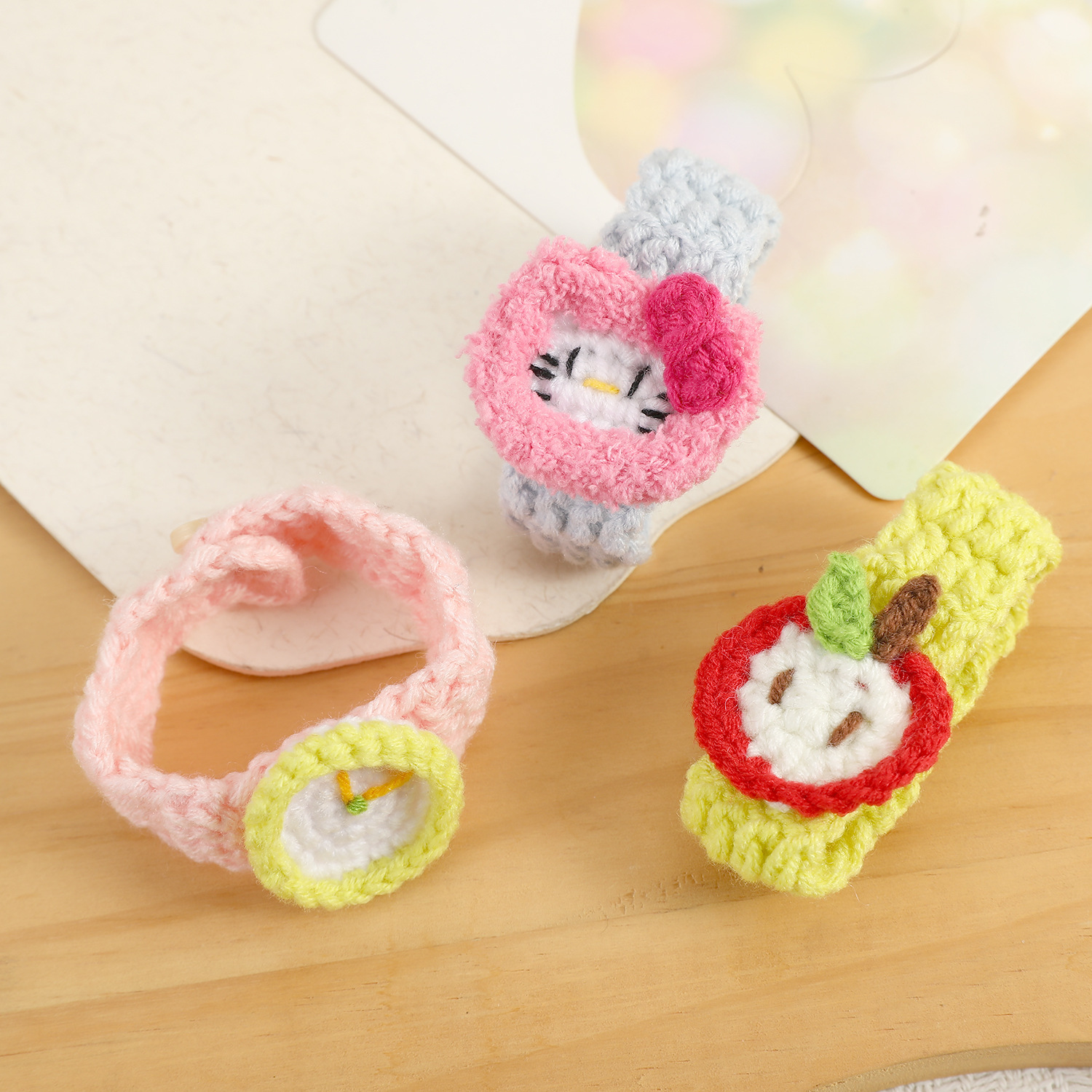 手工编织儿童手表手环 创意卡通针织手链 宝宝益智 安抚 玩具礼物