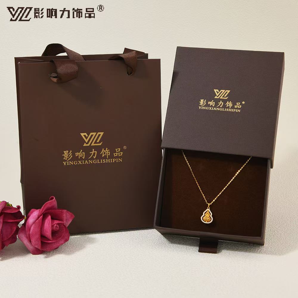 Influence jewelry necklace, gourd gold 925 silver pendant with clasp details Picture