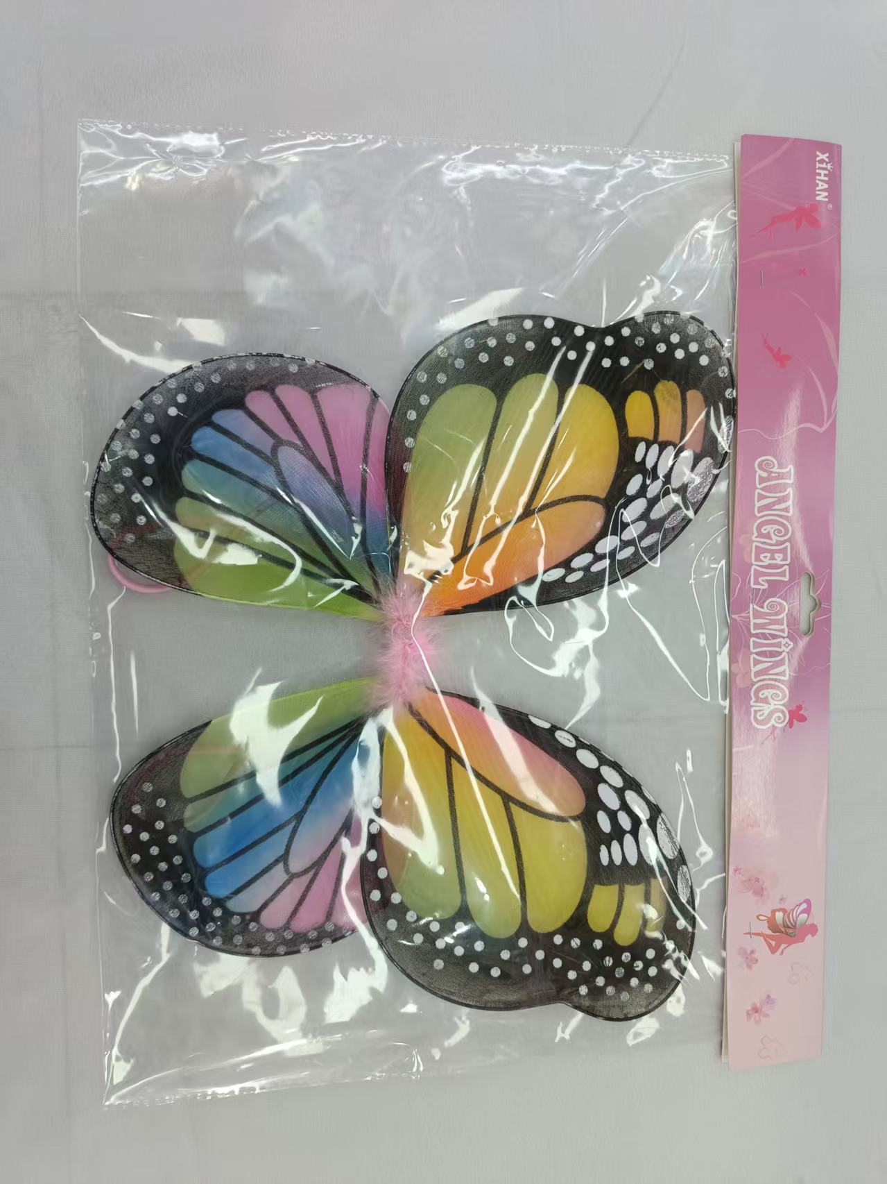 彩色蝴蝶翅膀会动的蝴蝶电动蝴蝶翅膀假花底座竹子置物架昆虫玩具