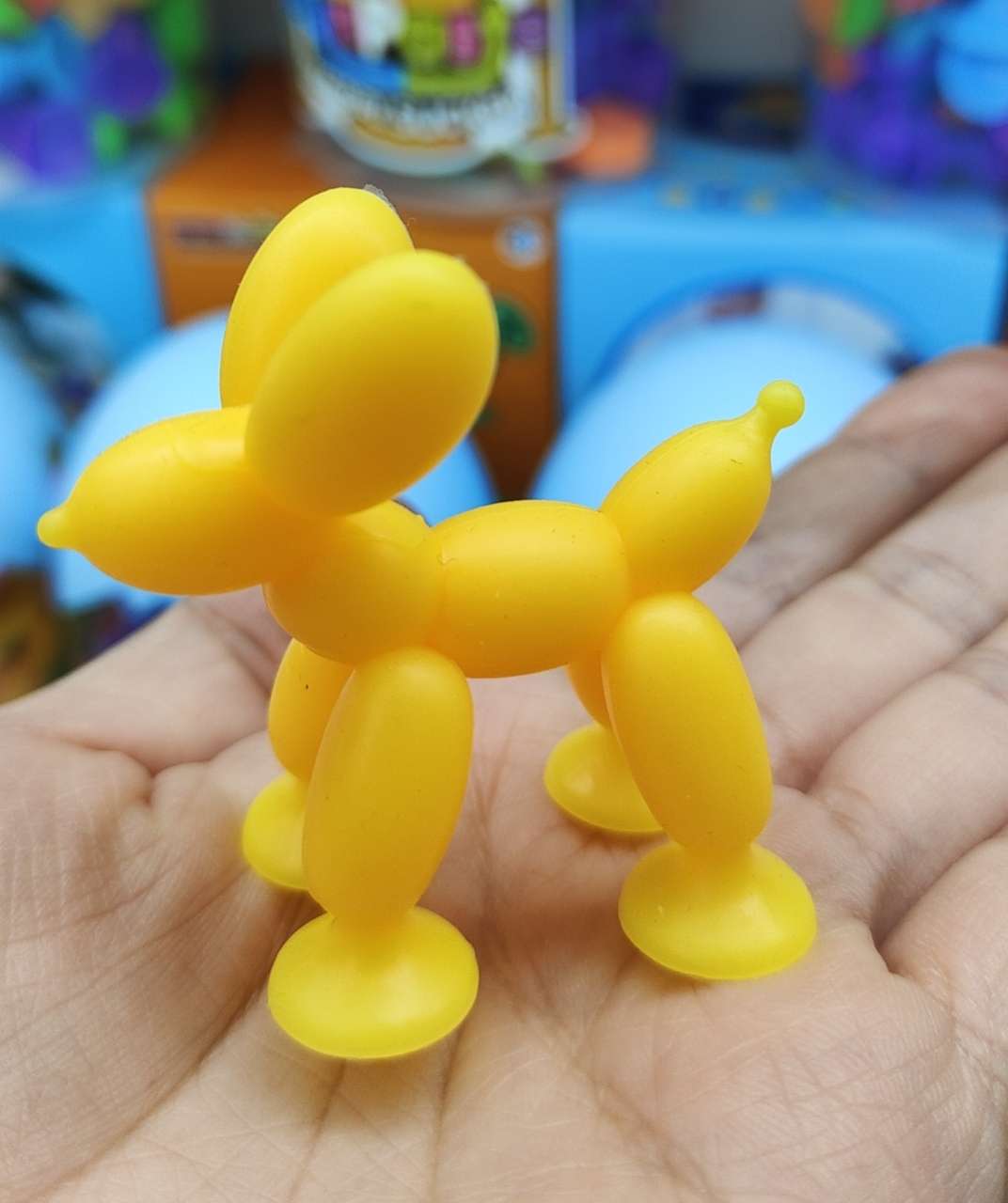 儿童益智软胶积木浴室吸盘玩具气球狗系列DIY拼接积木白底实物图