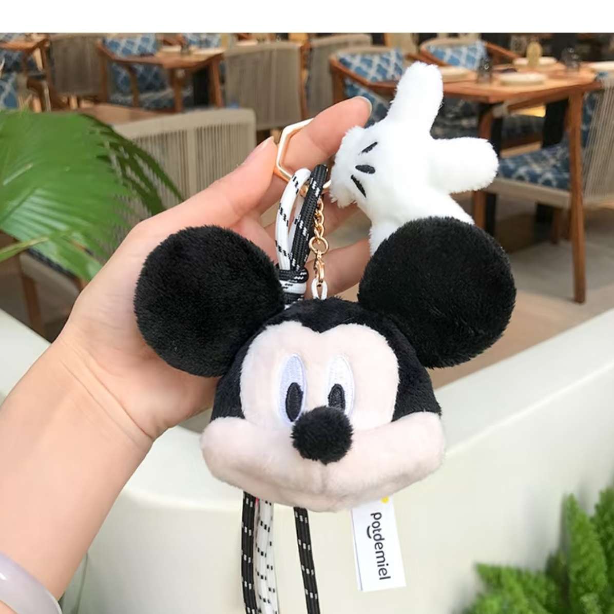 Potdemiel Disney official Mickey Mouse head plush pendant palm decoration keychain schoolbag pendant Item Picture