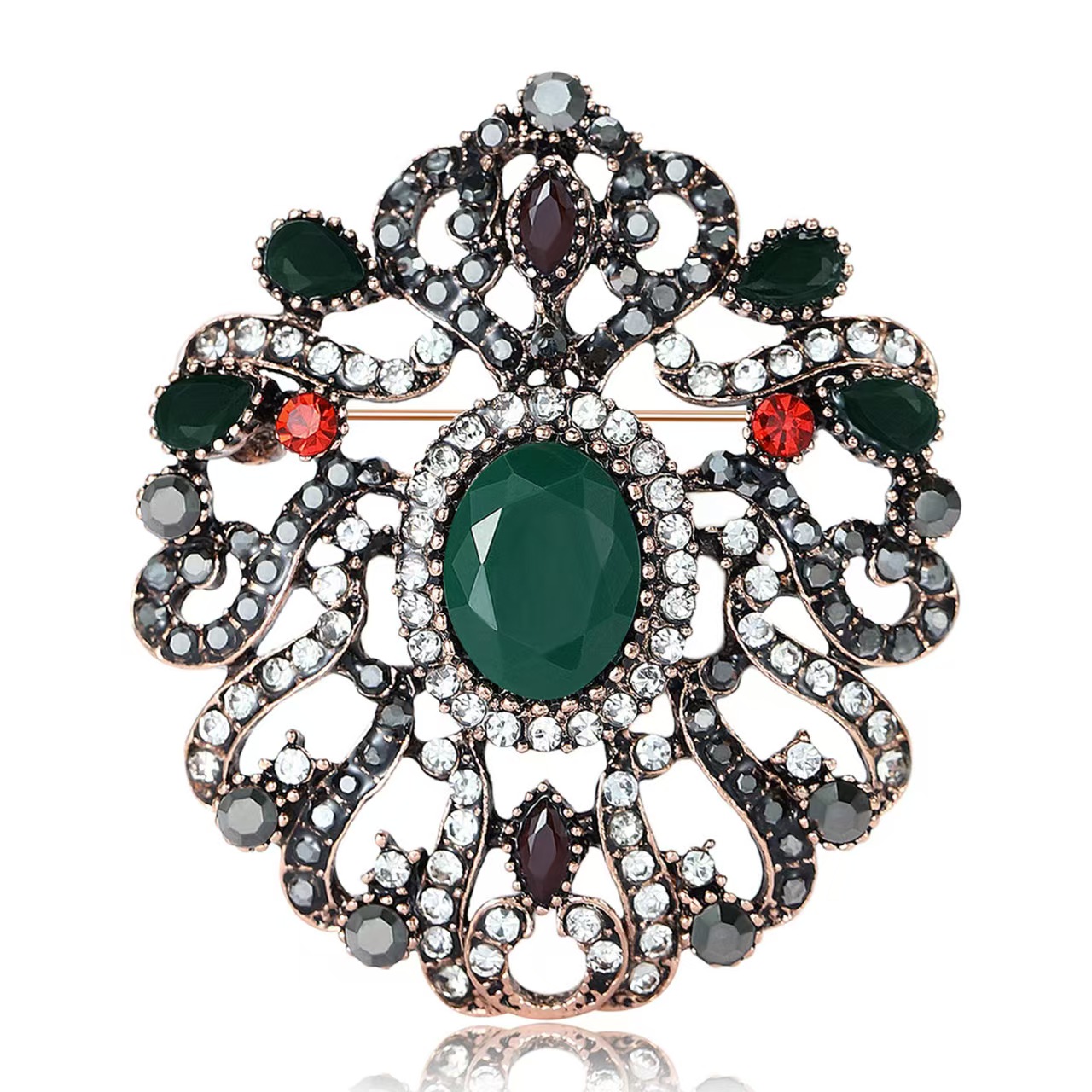 New European and American retro rhinestone flower accessory brooch, fashionable and light luxury suit overcoat corsage factory direct sales