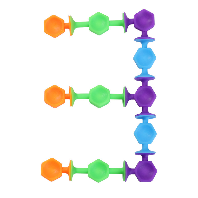 儿童益智软胶积木浴室吸盘玩具洗澡DIY拼接玩具大号六角系列21颗手提桶装详情图6