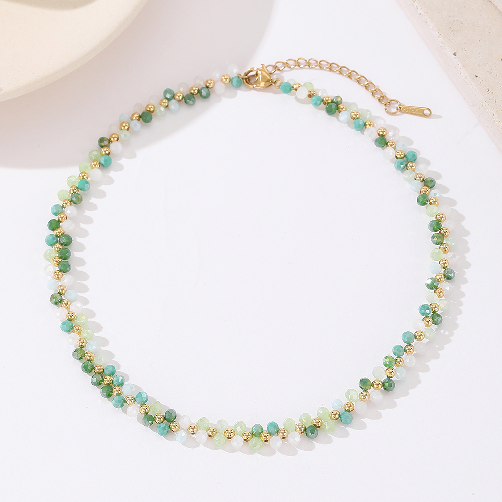 云逸饰家 七彩水晶手链 戒指 项链套装 少女心彩色水晶饰品度假风小众锁骨链叠戴手链弹力戒指详情10