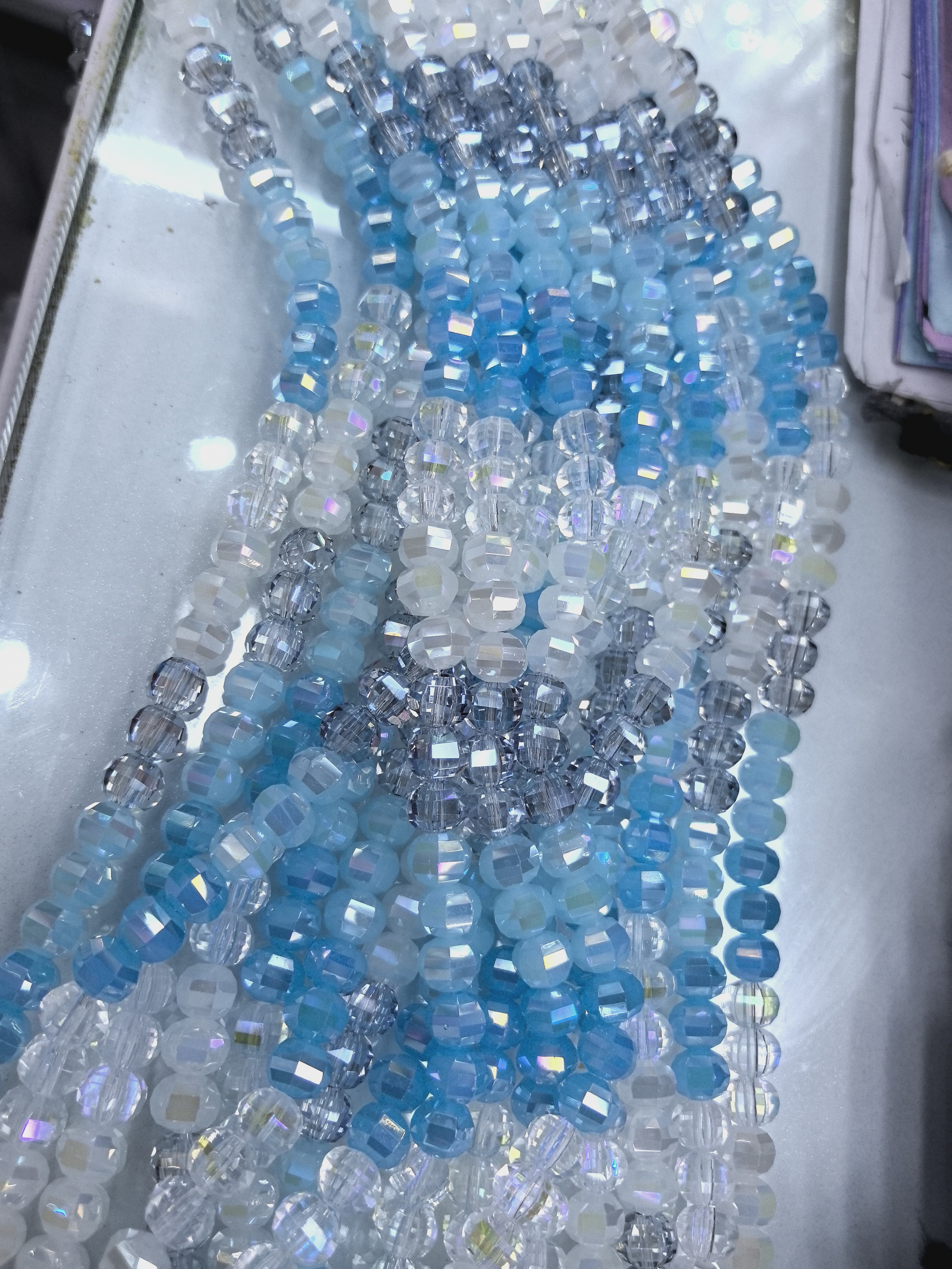 Glass crystal, 8M mixed-color watermelon beads, suitable for DIY accessories such as headwear, bracelets, necklaces, clothing, and headscarves. Accessories. details Picture