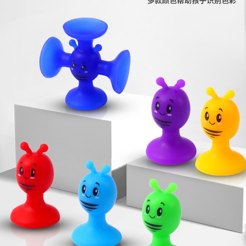 Children's educational soft rubber building block bathroom suction cup toy DIY splicing building block toy Bee series detail image 7