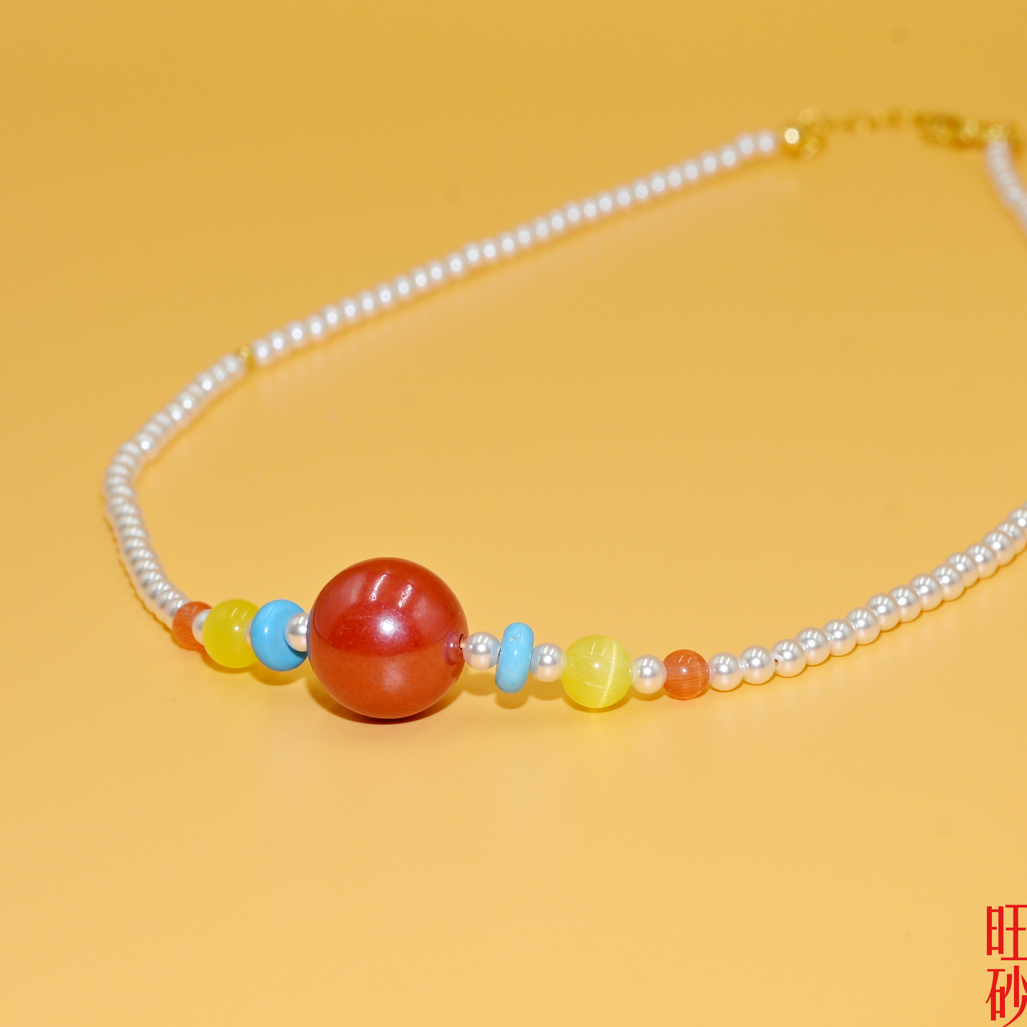 Imperial Sand round bead pearl collarbone chain New Chinese-style multi-treasure necklace for women, natural cinnabar millet bead necklace Application Scenario