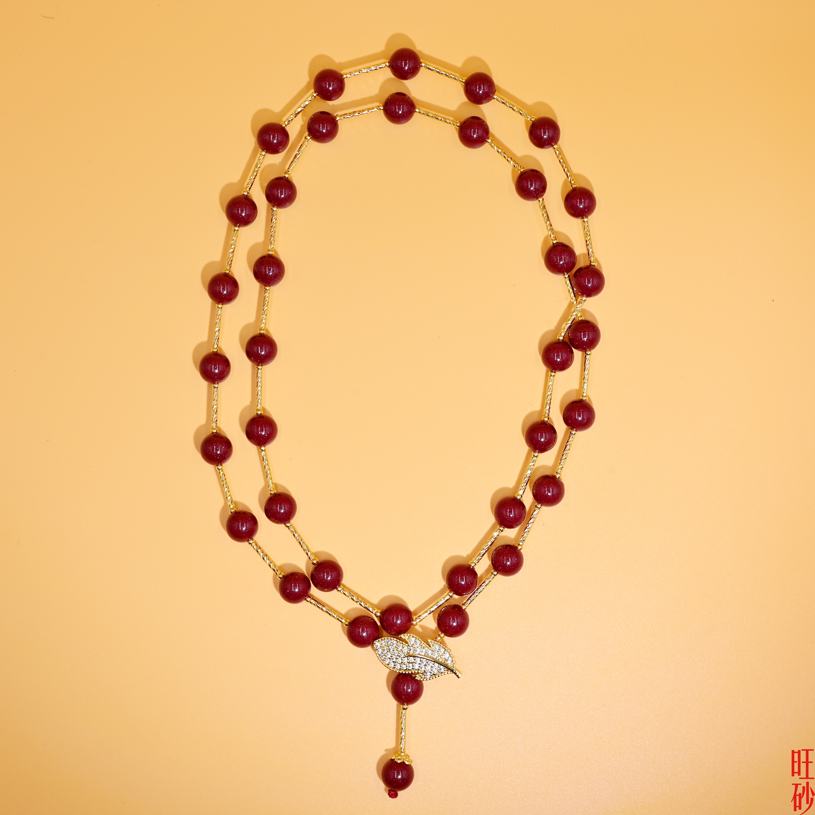Oro roxo arena doble suéter cadena mujer vintage étnico clavícula cadena natural cinabrio collar premium sentido accesorios details Picture