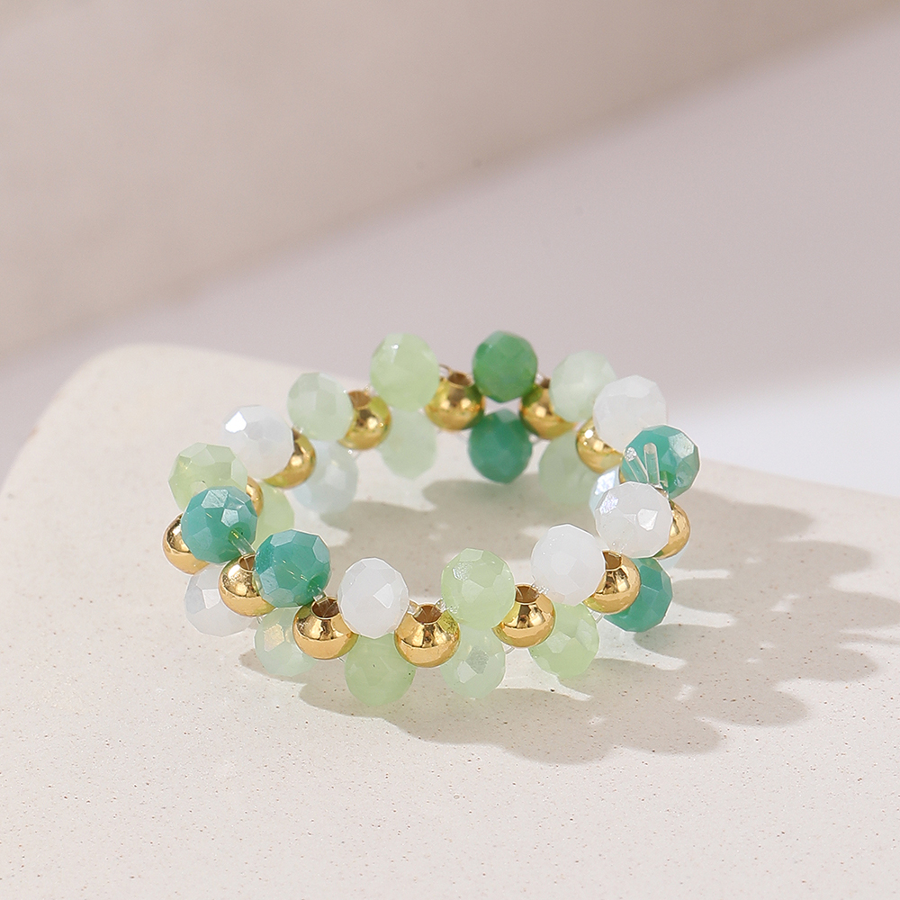 云逸饰家 七彩水晶手链 戒指 项链套装 少女心彩色水晶饰品度假风小众锁骨链叠戴手链弹力戒指详情12