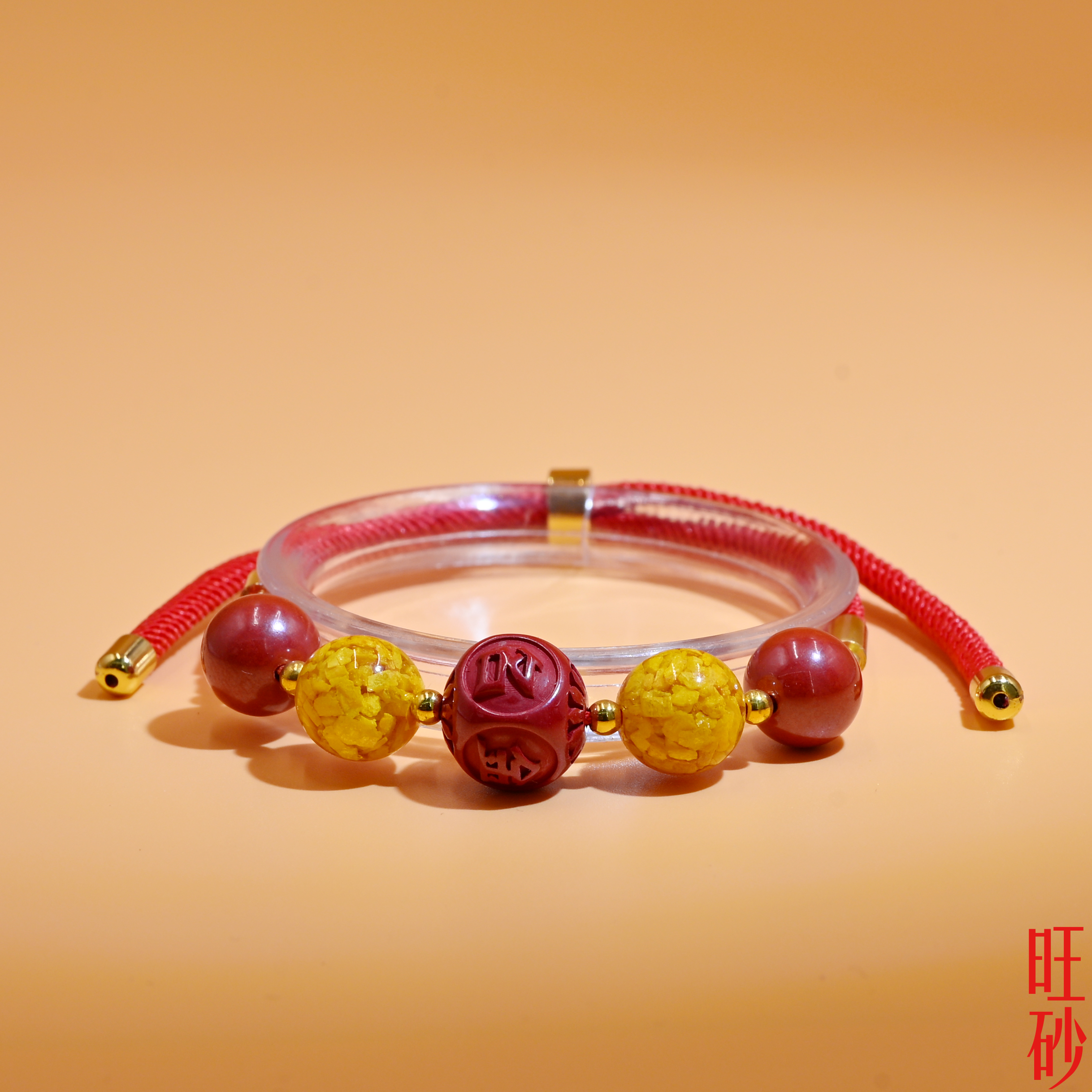 "Golden List Success cinnabar bracelet, zodiac year pearl Red string bracelet for men and women, high-content imperial sand. Specification image