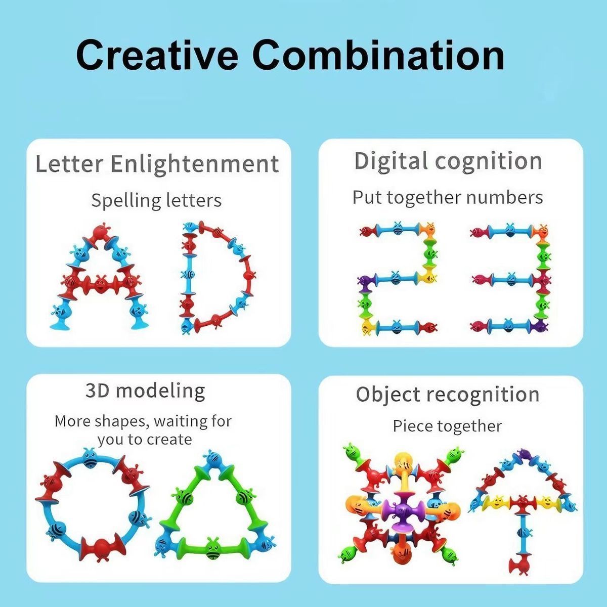 儿童益智软胶积木浴室吸盘玩具洗澡DIY拼接积木小号蜜蜂系列28颗彩袋包装详情图9
