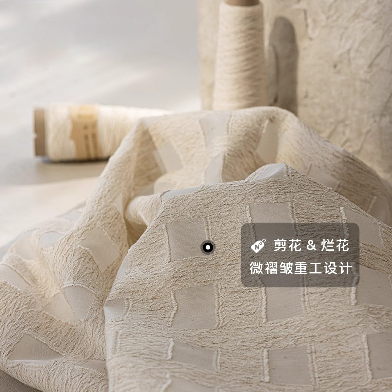 绣花线桑蚕丝微褶皱重工设计布料仿刺绣烫画无捻免劈蚕丝线印度丝