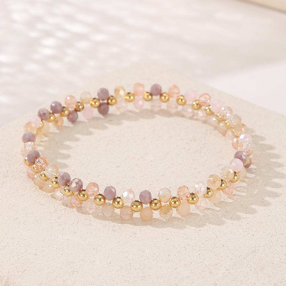 云逸饰家 七彩水晶手链 戒指 项链套装 少女心彩色水晶饰品度假风小众锁骨链叠戴手链弹力戒指详情13