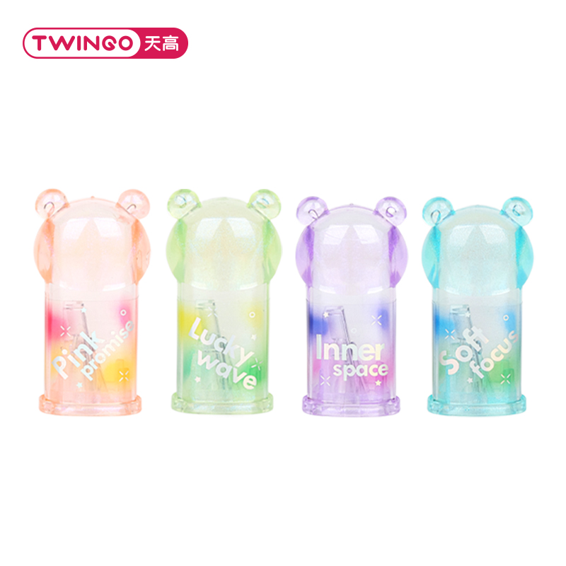 TG2114 "Mood True Color Pencil Sharpener Sweet Pink/Dreamy Purple/Wisdom Blue/Lucky Green" Pencil sharpener Capybara bear-shaped design transparent shell Item Picture