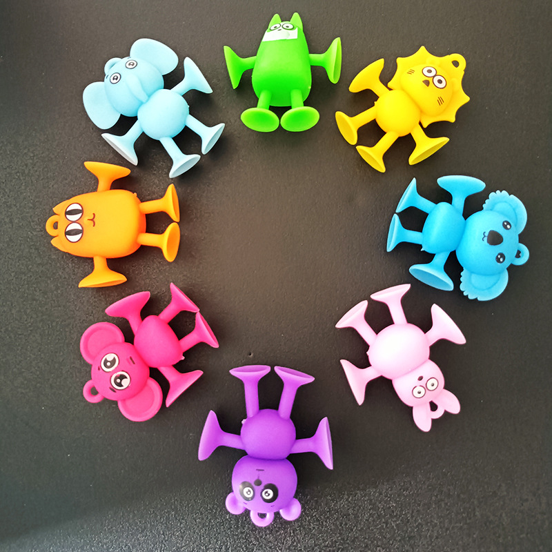儿童益智软胶积木浴室吸盘玩具洗澡玩具DIY互吸拼接玩具动物系列7颗彩袋装详情图3