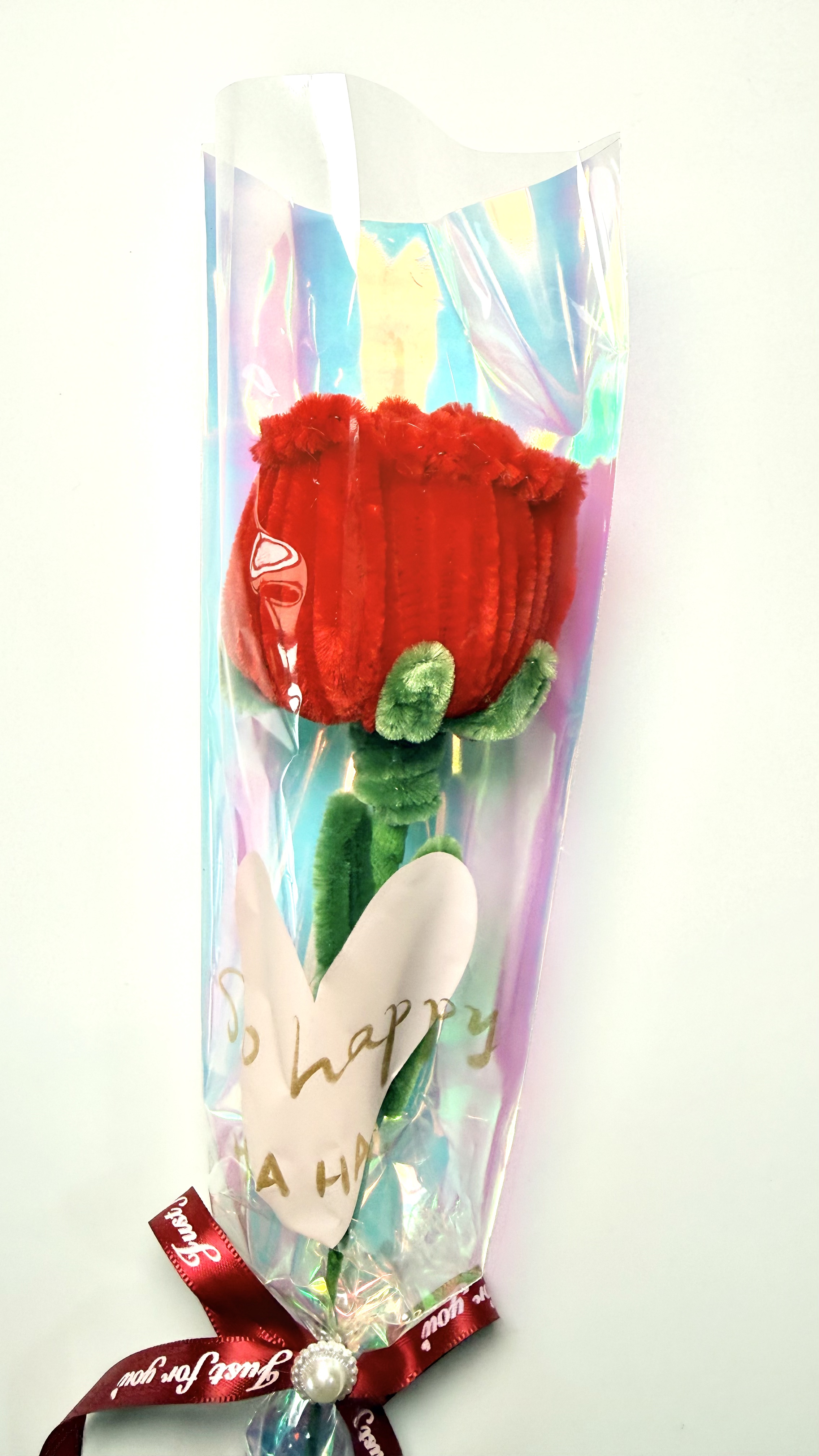 Single flower packaging bag, iridesy woolen knitted rose bouquet, wax thread, adult products, plush bouquet