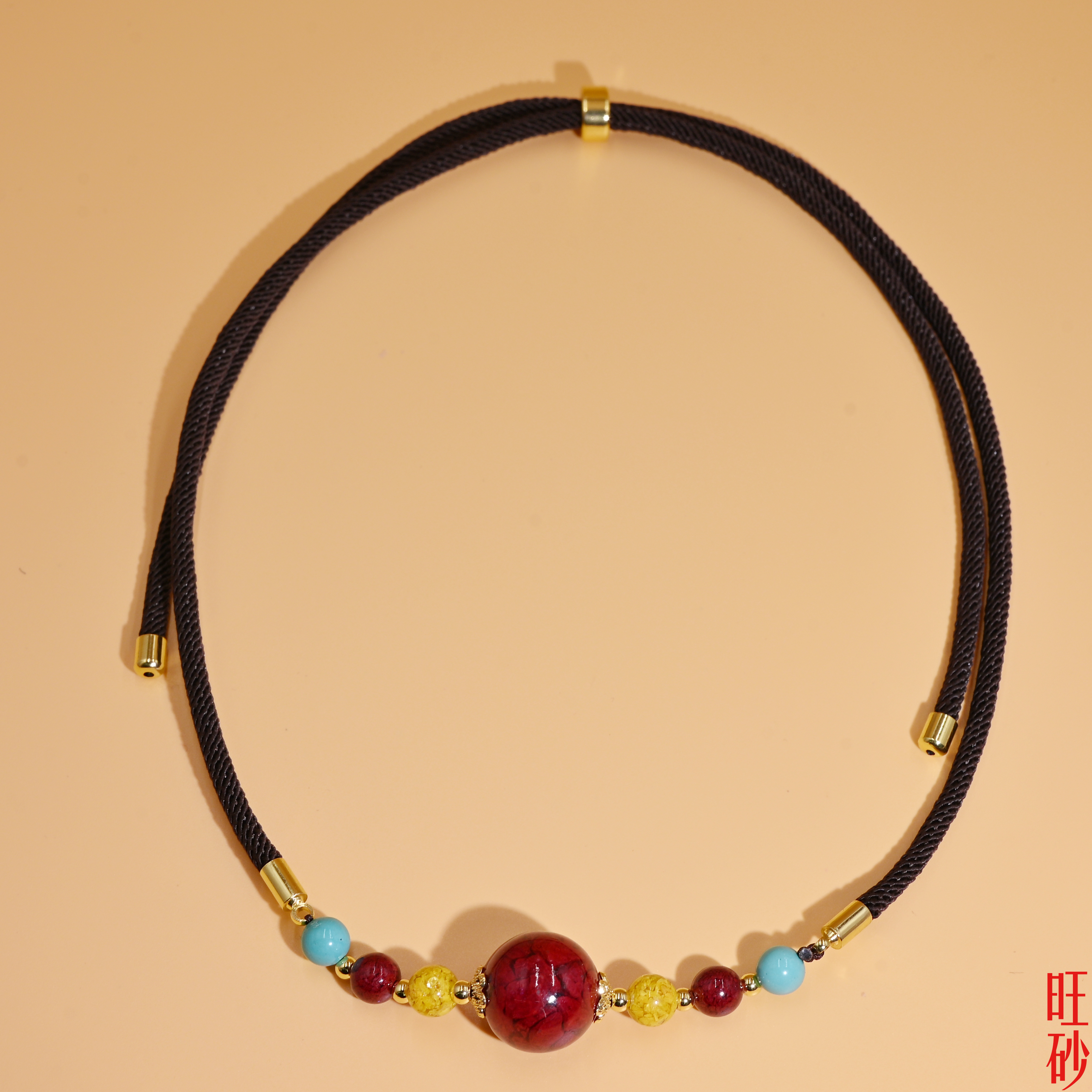 Crystal sand round bead collarbone chain, women's zodiac year sweater chain, Chinese-style accessory necklace details Picture