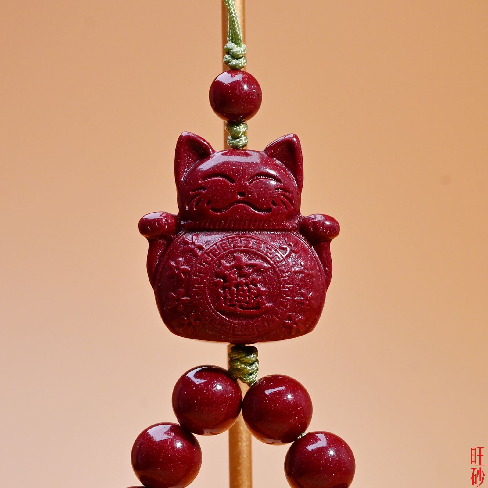 Purple gold sand Maneki Neko, Five-way God of Wealth pendant, car decoration mascot, men's and women's pendant, cinnabar pendant Specification image