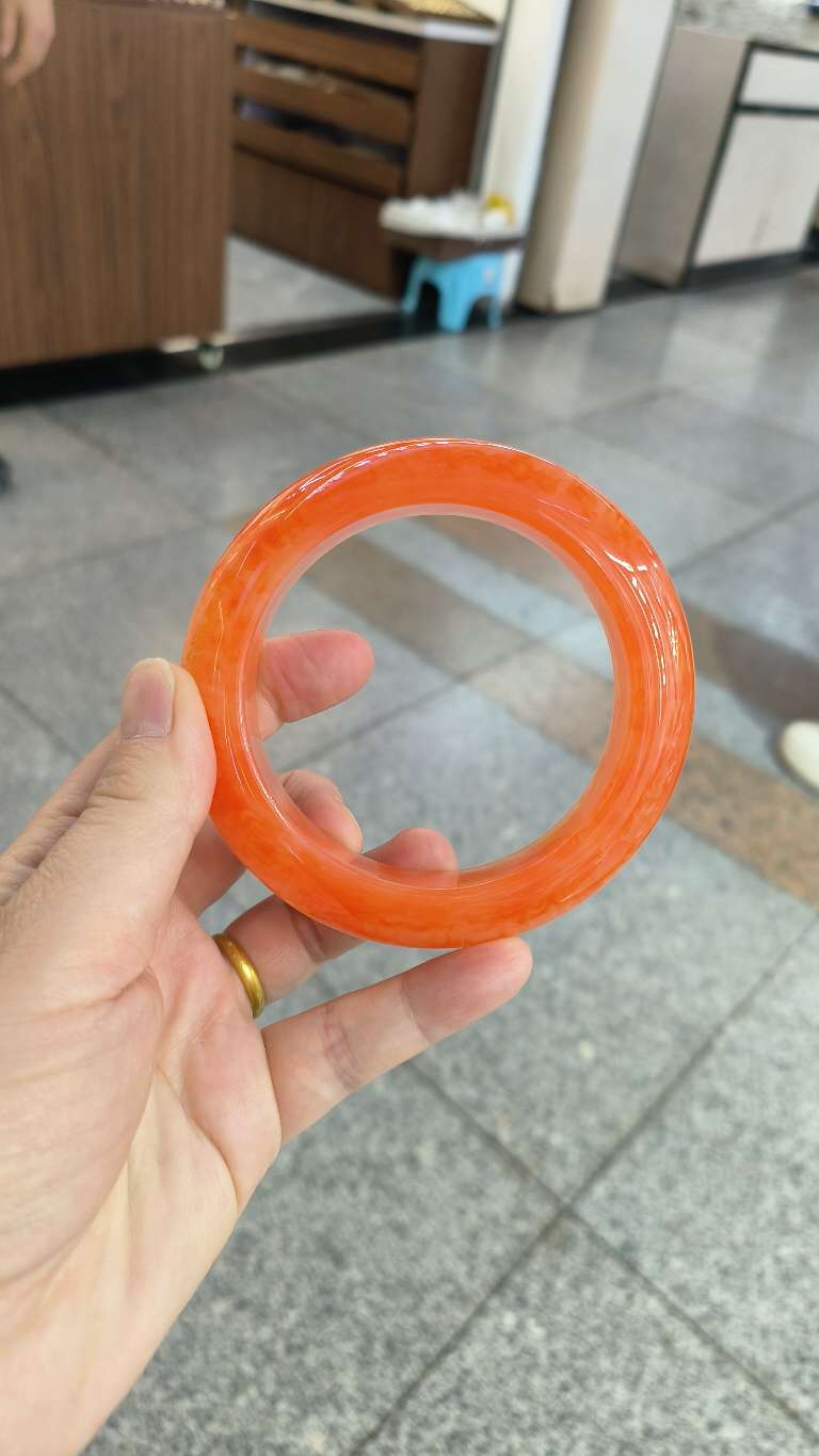 铜微镶沙金猫眼手镯手镯配件金手镯白底实物图