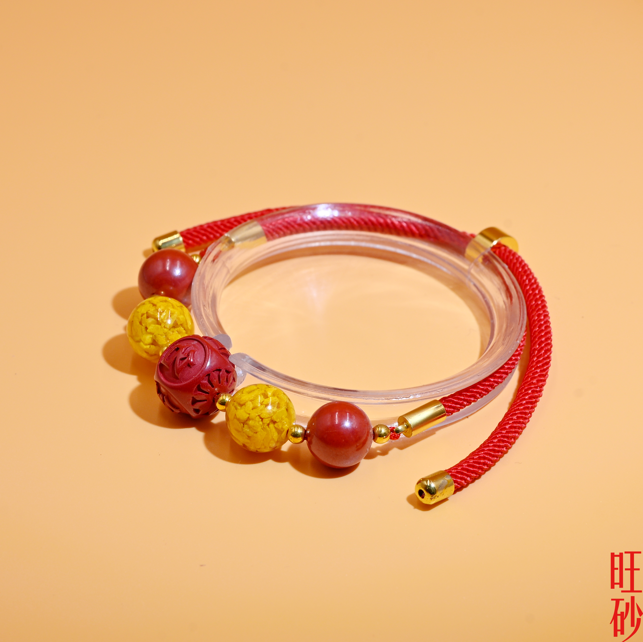 "Golden List Success cinnabar bracelet, zodiac year pearl Red string bracelet for men and women, high-content imperial sand. details Picture