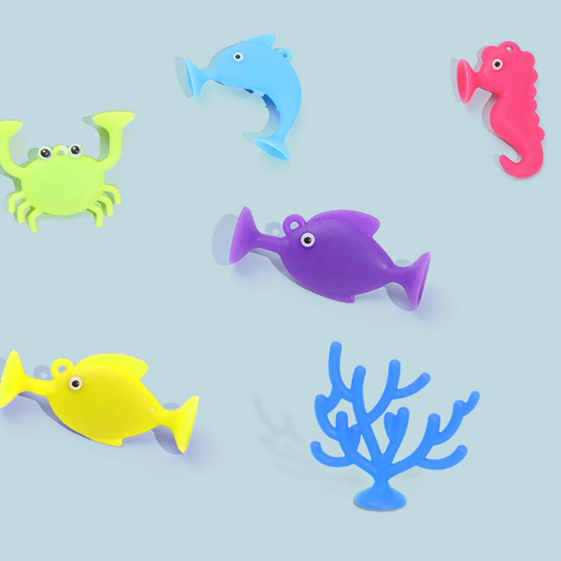 Children's educational soft rubber building blocks, bathroom suction cup toys, bath toys, Marine animal series 32 pieces Specification image