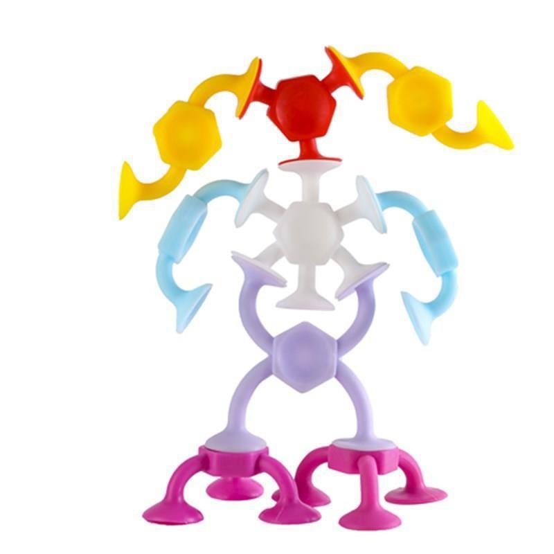 儿童益智软胶积木浴室吸盘玩具洗澡DIY拼接玩具大号六角系列21颗手提桶装详情图5