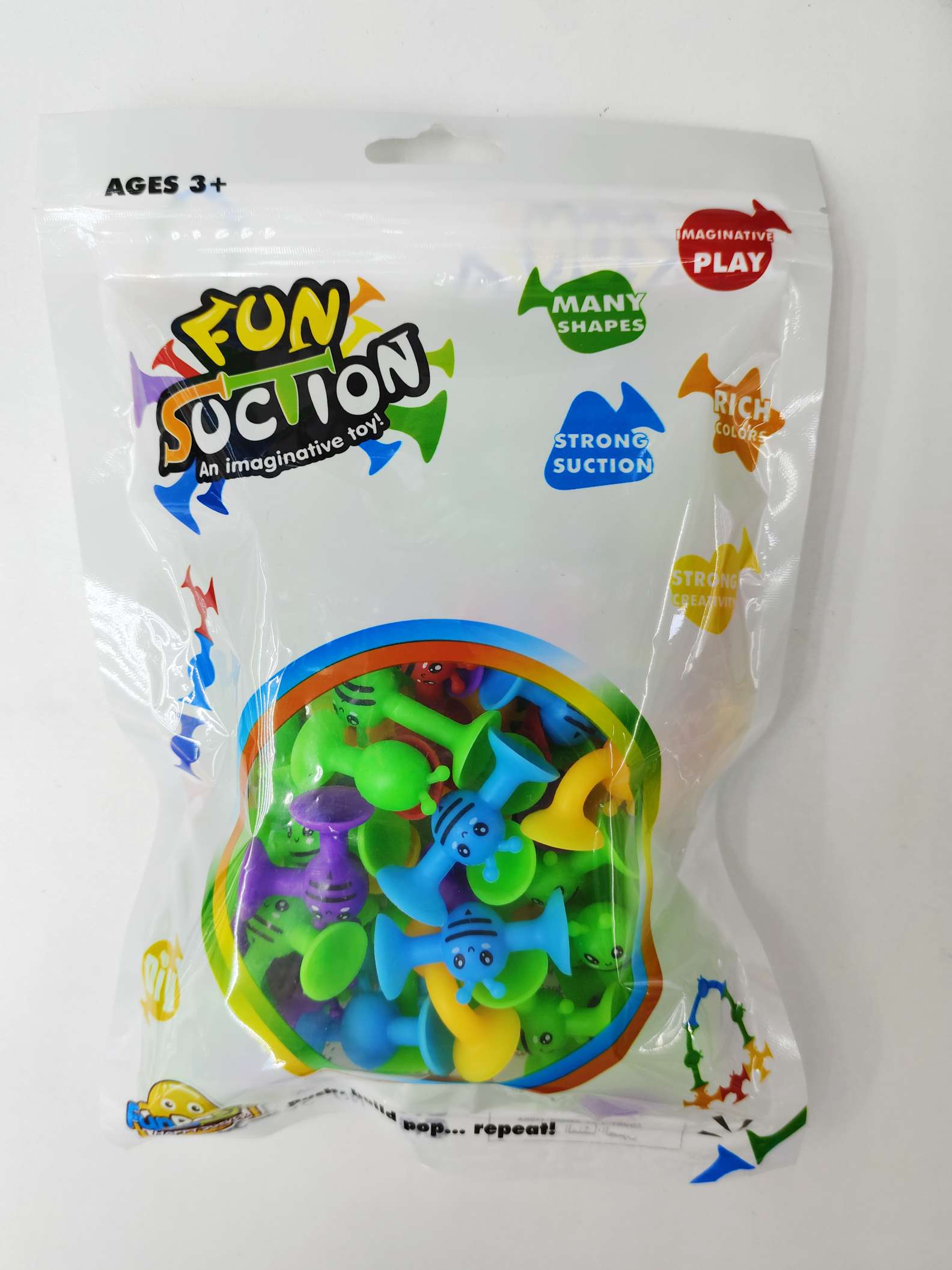 儿童益智软胶积木浴室吸盘玩具洗澡DIY拼接积木小号蜜蜂系列28颗彩袋包装