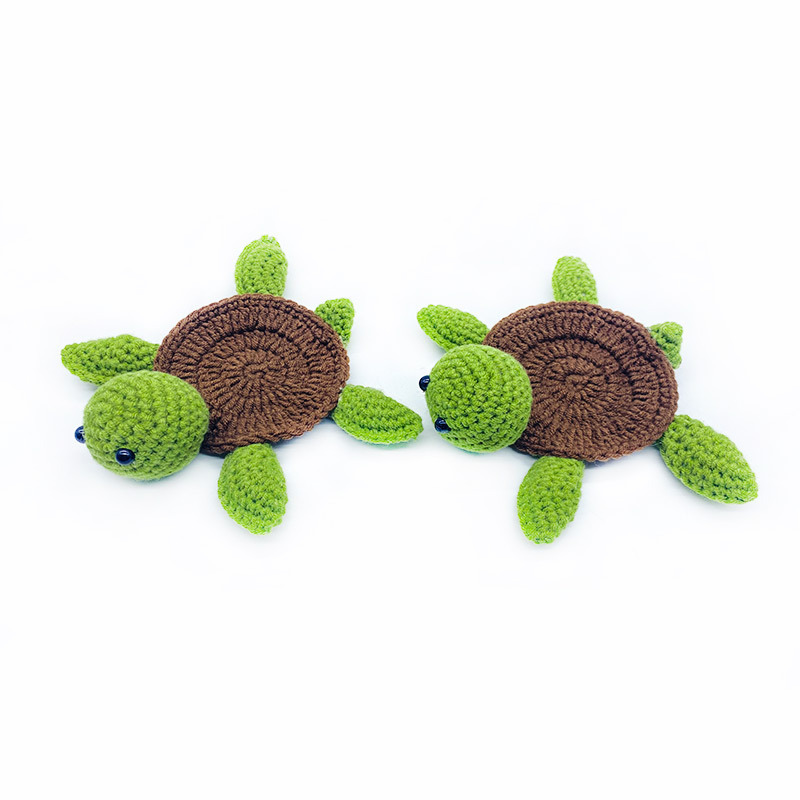 新款亚马逊成品创意家居装饰毛线乌龟桌面摆件手工钩织动物杯垫产品图