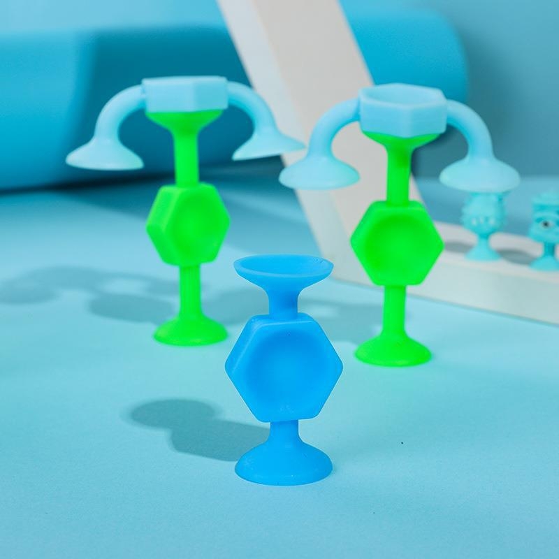 儿童益智软胶积木浴室吸盘玩具洗澡DIY拼接玩具大号六角系列21颗手提桶装详情图4